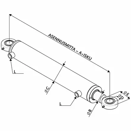 HYDRAULISYLINTERI 40x25X150 - Hydrauliikkasylinterit - HS4025150J - 2